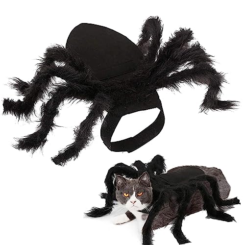 Stronrive Halloween Spinnenkostüm für Hund & Katze - Plüsch Spinne Kostüme für Haustiere