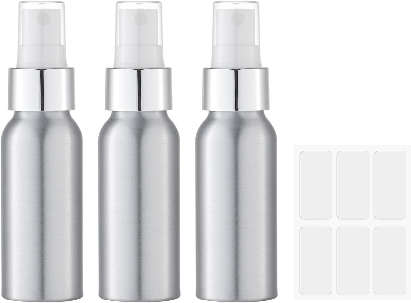 LISAPACK Small Spray Bottle for Travel – 2 oz Fine Mist Aluminium Empty Sprayer for Perfume – Mini Size Atomizer for Essential Oil – Face Mister for Liquid Cosmetic TSA Approved 3 Pack