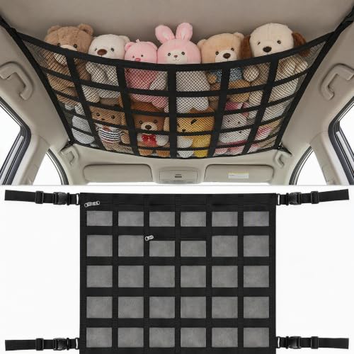 Filet Voiture, 90×65cm Filet de Rangement Camping Car, pour Toit Voiture