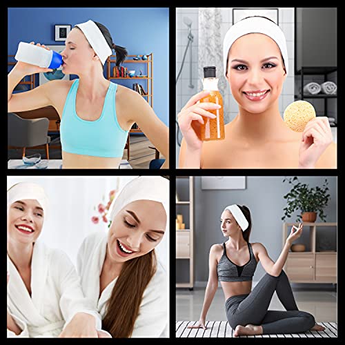 Belle Vous Witte Spa Gezicht Hoofdbanden (10 Pak) – Make-up Hoofdband – Aanpasbare Gezichts- en Douche Band – Handdoek… - Image 8