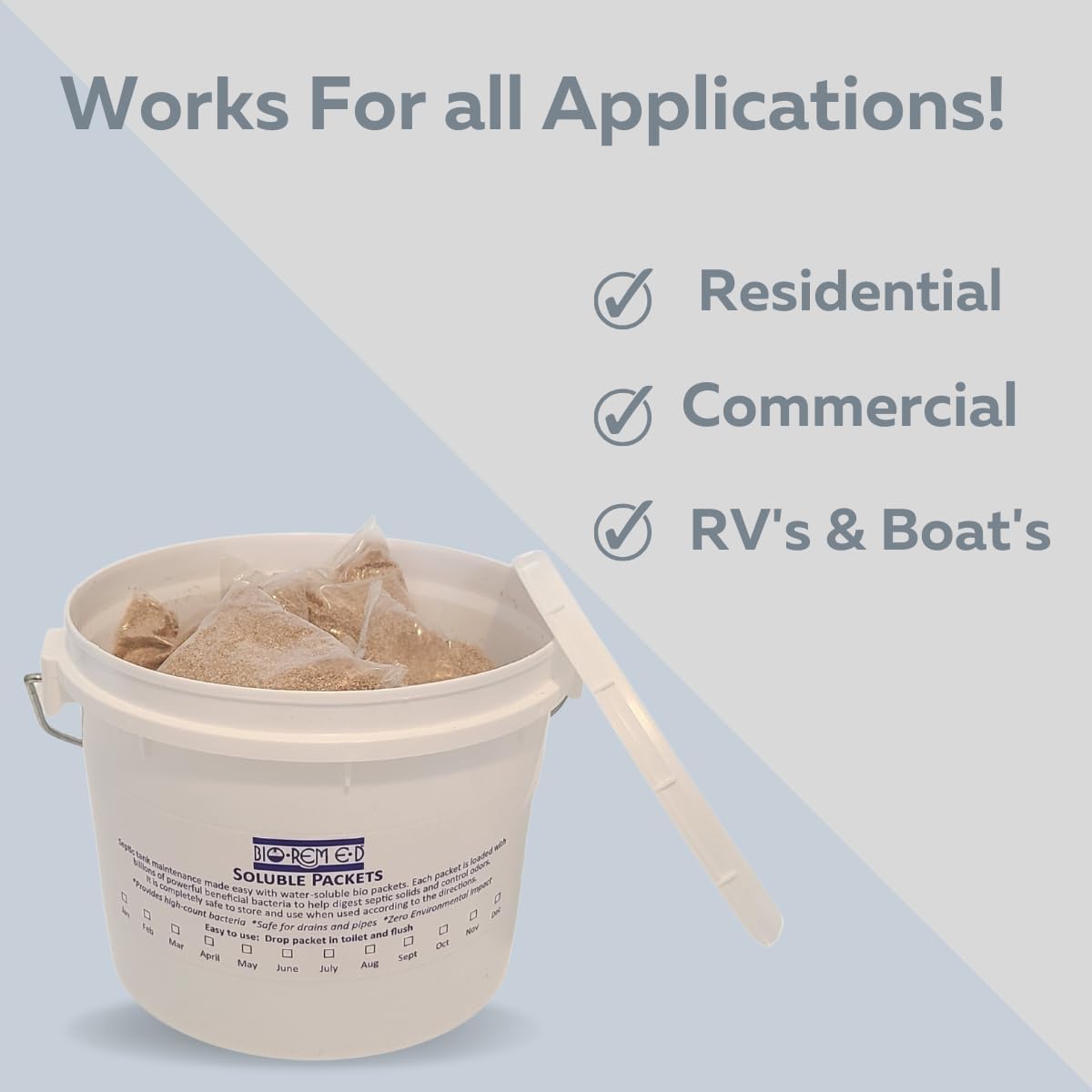 Industrial Strength Septic Tank Treatment, Flushable live Bacteria Packets, Dissolvable Sewer & Drain Line Treatment to Prevent Expensive Sewage Backups, 1-Year Supply (12 Packets)