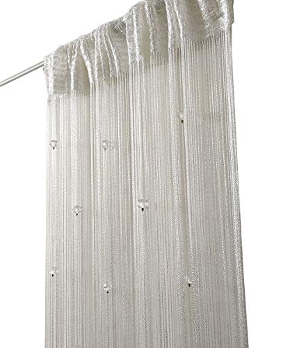 Eve Split Decorative Door String Curtain Beads Wall Panel Fringe Window Divider Blind For Wedding Coffee House Restaurant Parts Crystal Tassel Screen Home Decoration(White) #TOP1
