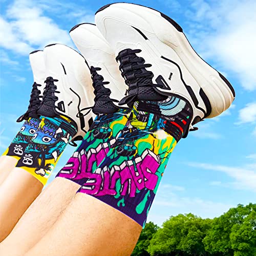 Jdq 2 Pairs Novelty Funny Socks - Holiday Warm Soft Winter Socks Cool Crazy Graffiti Art Cute Hip Hop Athletic Crew Tube Socks Gift Men Women Teen- M #TOP5