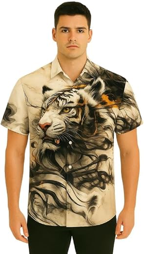 Zeeyneex Apparel Men's Cotton Blend Regular Fit Half Sleeve Animal Print Shirt with Elegant Design | Super Soft Stylish &amp; ...