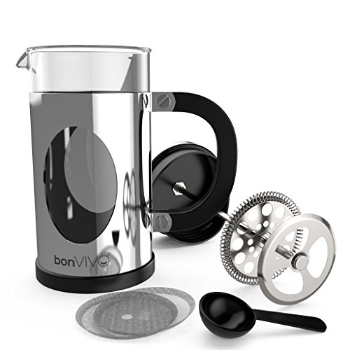 bonVIVO French Press Kaffeebereiter Silver - 3 Tassen - Coffee Maker in Kupfer-Optik - Kaffekanne aus Glas m. Edelstahl… – Bild 7