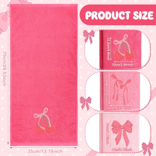 3 Pcs Pink Hand Towels for Bathroom - image 2