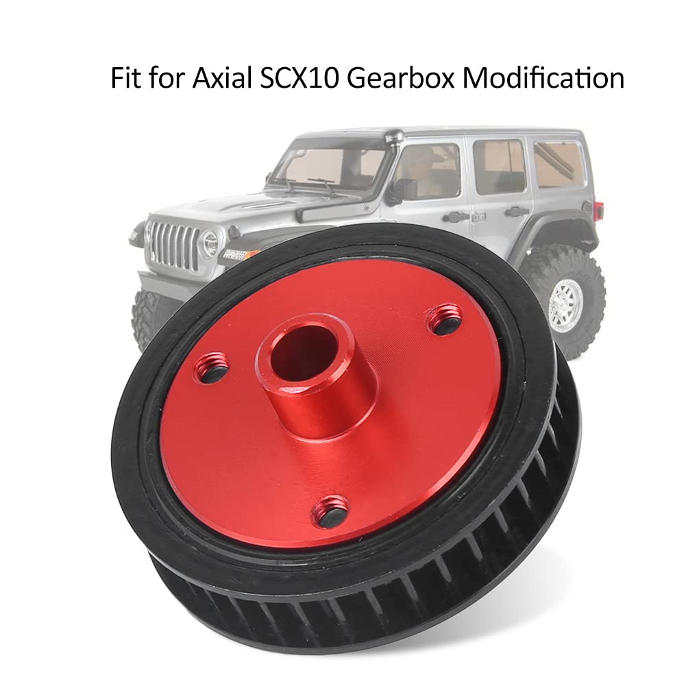 Sluffs Ge-arbox Belt & Modified Gear Set For Axial SCX10 RC Car - Aluminum & Rubber Upgrade Kit (Red)