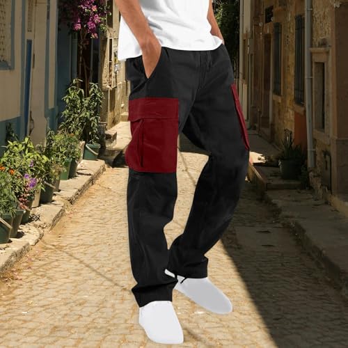 Men's Cargo Pants Casual Color Block Pocket Straight Leg Trousers Relaxed Joggers Hiking Workout Athletic Sweatpants2