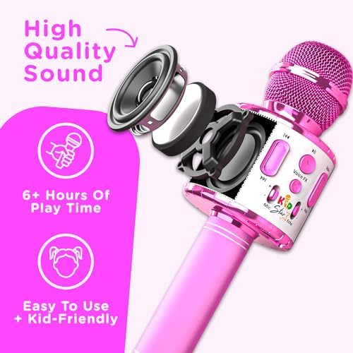 Move2Play, Kids Star Karaoke, Kids Microphone, Bluetooth + 15 Pre-Loaded Nursery Rhymes, Girls Toy and Gift for 2, 3, 4, 5, 6+ Years Old 5 511VanyZj5L. AC