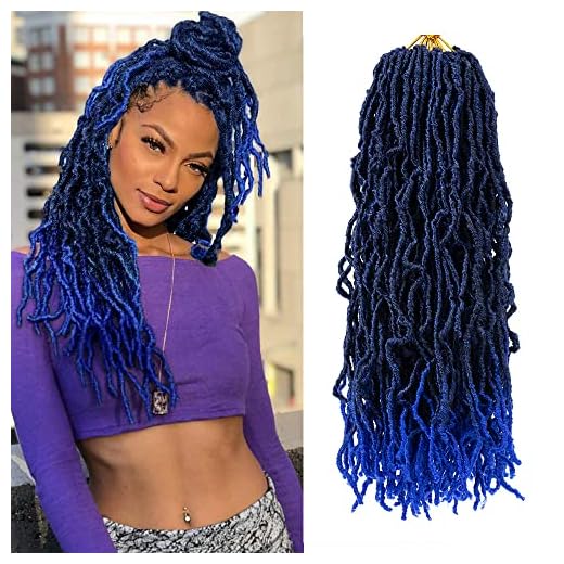 Umylar 18 Inch Faux Locs Crochet Hair Soft Locs Crochet Hair 7 Packs Pre Looped Blue Faux Locs Crochet Hair For Black Women Synthetic Hair Extension(18 Inch,T1B/Blue)