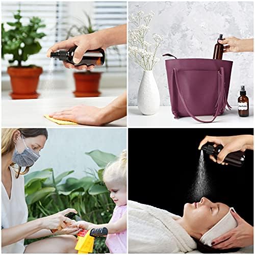 BELLE VOUS Amber Glass Spray Bottle (16 Pack) - 120ml / 4 oz Fine Mist Spray Bottle - Empty Refillable Containers with Labels for Essential Oils, Cleaning Product, Cosmetics, and Aromatherapy