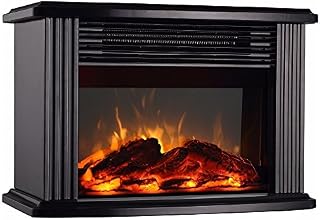 DONYER POWER 1500W Mini Electric Fireplace Tabletop Portable Heater,14'' (Black, Metal)