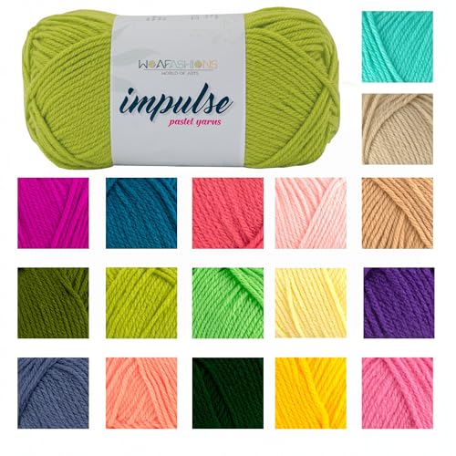 Image of WOAFashions Impulse Hand Knitting & Crochet Yarn, Premium Acrylic, 4 : Medium (Sulphur Spring) (4x100gms / 14.1oz)