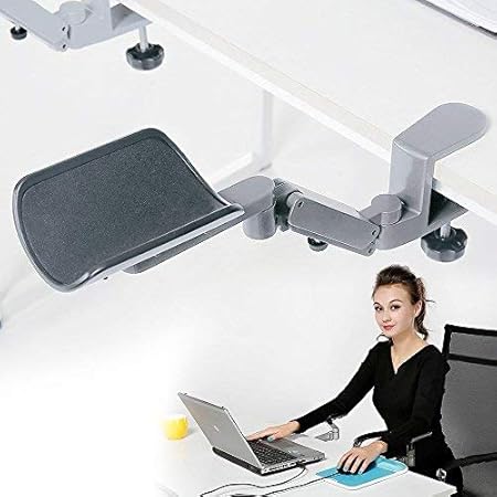 Ergonomic Arm Support for Desk Rotating Mouse Arm Rest Mouse Pad Clamp-On Desk Hand Rest for Computer Table Arm Support Mouse Pad