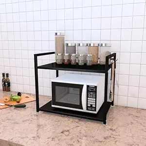 TNT THE NEXT TREND Bigkart Microwave Oven Stand for Kitchen with Additional Hooks | Space-Saving, Easy to Assemble Kitchen Accessories Storage Rack Organiser