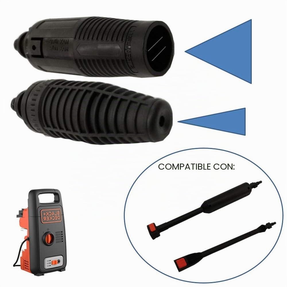 parpyon Kit recambios para hidrolimpiadoras Black Decker Serie PW1300 PW1400 PW1500 - Lanza + 2 Cabezal boquilla ajustable y Turbo Rotox