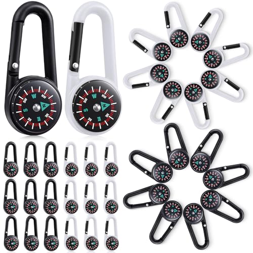 TOODOO 32 Pcs Compass Keychain for Kids Adventure Camping Small
