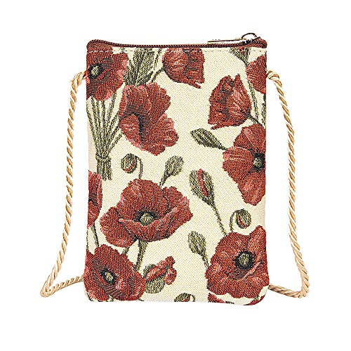 Signare Petit sac à bandoulière pour téléphone - Portefeuille pour femmes pour téléphones mobiles et smartphones, coquelicot, Taille unique