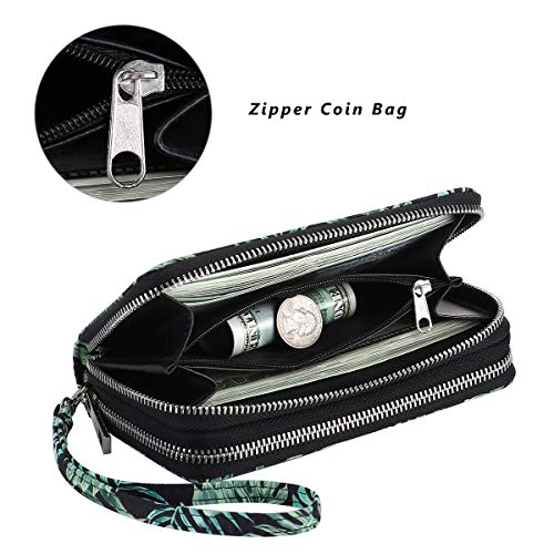 Image of Cellphone Wallet for Women Dual Zipper Long Purse with Removable Wristlet