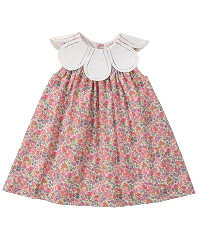 Girls Summer Dress Sleeveless Floral Vintage Peter Pan Collar Dress Pastel Princess Clothes for Beach Holiday Tea Party Wedding Birthday Gifts (US, Age, 6 Years, Floral)