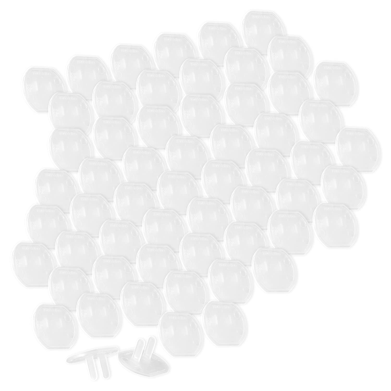 Power Gear Plastic Outlet Covers, 60 Pack, Shock Prevention, Child Safe, Easy Install, UL Listed, Clear, 54615