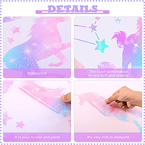 4 Sheets Of Unicorn Peel And Stick Wall Decal Glitter Unicorn And Fairy Wall Stickers Cartoon Wall Decals Removable Diy For Bedroom Playroom Living Room Decor, Unicorn And Fairy #TOP2
