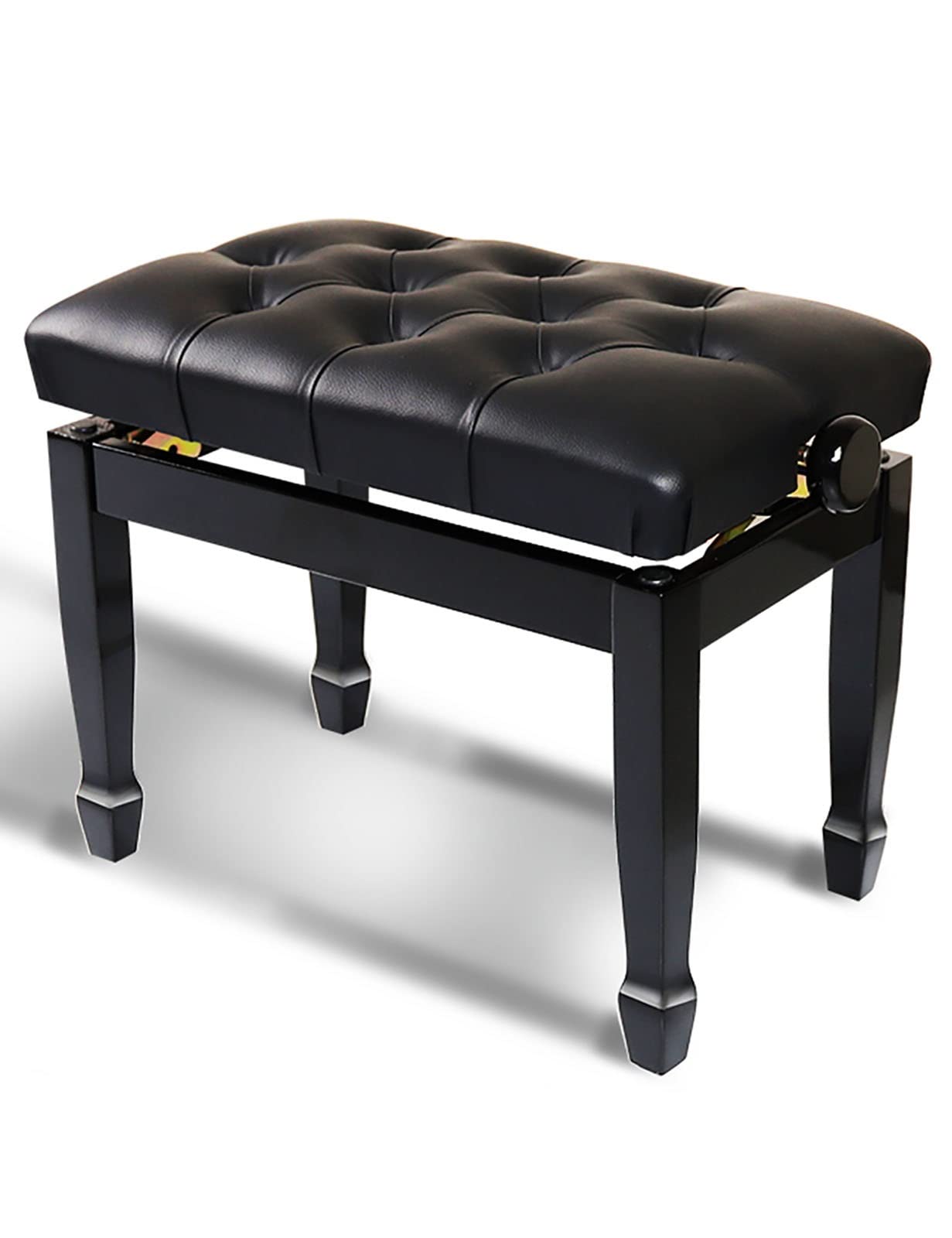 Leder-Klavierbank, Solo-Keyboard-Hocker, höhenverstellbar, langlebige Keyboard-Bank mit massiver Hartholzstruktur, 56 x 36 x 47–57 cm, geeignet für die Nutzung durch eine Person