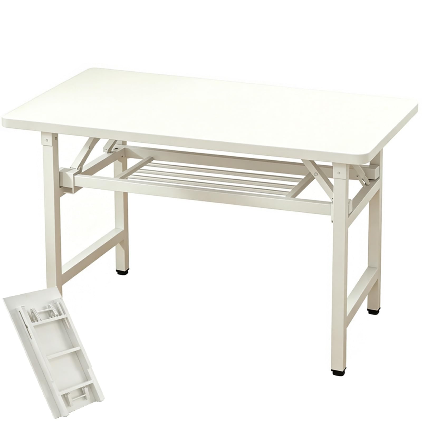 Escritorio Plegable, Mesa de Ordenador Plegable (Blanca, 2 Niveles, 99,4 x 50 x 75 cm)
