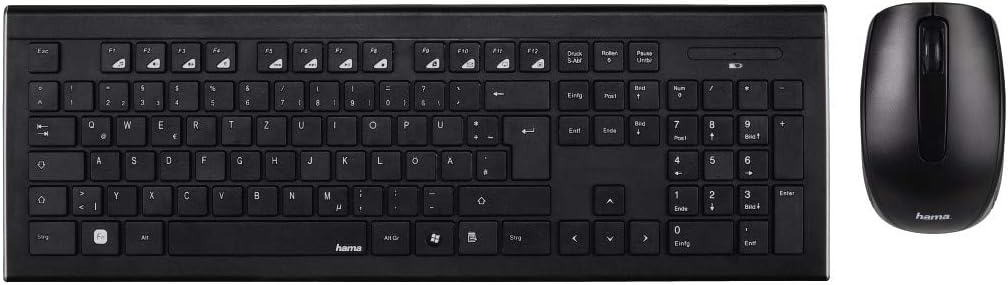 Hama | Set Teclado y ratón inalámbrico (Combo Teclado y ratón con tecnología inalámbrica 2.4GHz, Teclado Portugués, silencioso), Negro
