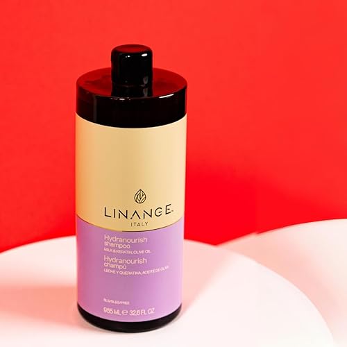 Miniatura 3 de Linange Hydranourish Champú con leche, queratina y aceite de oliva - Champú hidratante y nutritivo para cabello seco y encrespado, 32.6 onzas
