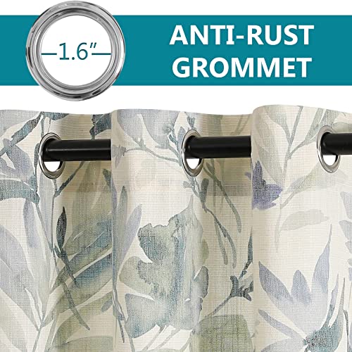 Image of MYSKY HOME Kitchen Curtains 54 inches Long Semi Sheer Light Filtering Curtains for Living Room,Drapes for Bathroom Window Treatment Grommet 2 Panels,Sage and Natural
