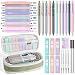 Nicpro 39 PCS Aesthetic School Supplies with Cute Pencil Case, 12 Color Pastel Highlighters, 5 Quick Dry Retractable Black Ink Pens, 6 Pastel Mechanical Pencil 0.5 & 0.7 mm for Student Stationary