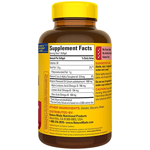 Nature Made Extra Strength Flaxseed Oil 1400 Mg, Dietary Supplement For Heart Health Support, 100 Softgels, 100 Day Supply #TOP7