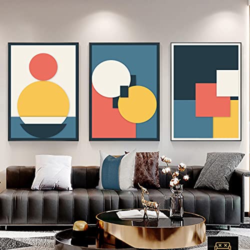 Toile imprimée abstraite géométrique 70x100cm triptyque sans cadre pour salon