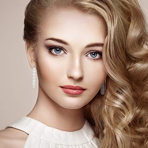 4 Pairs Faux Pearl Hoop Earrings For Women Circle Dangle Drop Earrings Artificial Pearl Beaded Earrings (Silver Pearl Hoop) #TOP5
