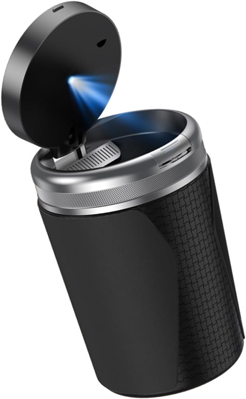 Automotive Ashtray with Bright LED Light and Smell Lid Cup Holder Ashtray Ideal for Driving Cup Holder with Lid for Car