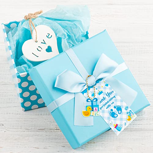 Osnie Blue Welcome Baby Boys Party Favors Include Baby Carriage Diaper Feeder Footprints Keychain Organza Bags Thank Tags Gender Reveal It's A Boy Party Supplies For Baby Shower Return Gifts, 24 Sets #TOP4