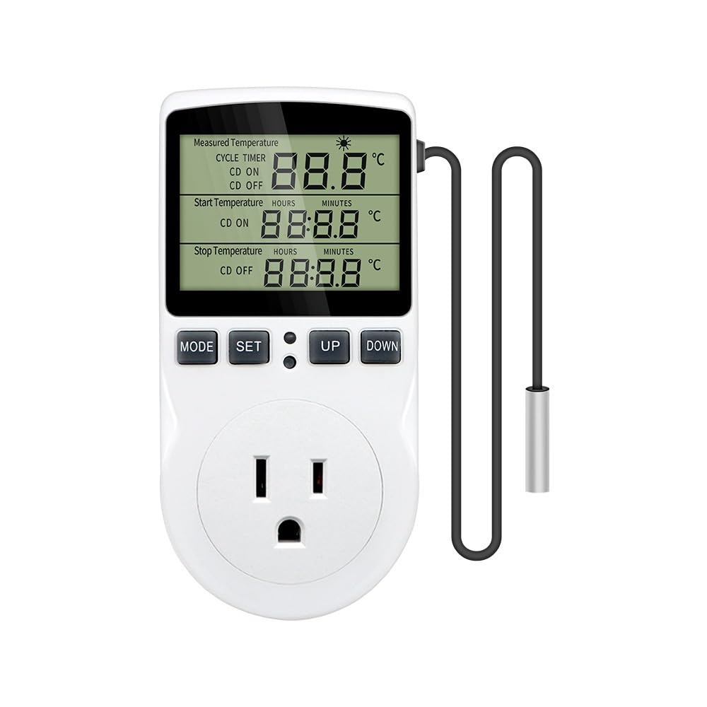 Termostato digital temporizador enchufe controlador de temperatura salida con interruptor refrigeración