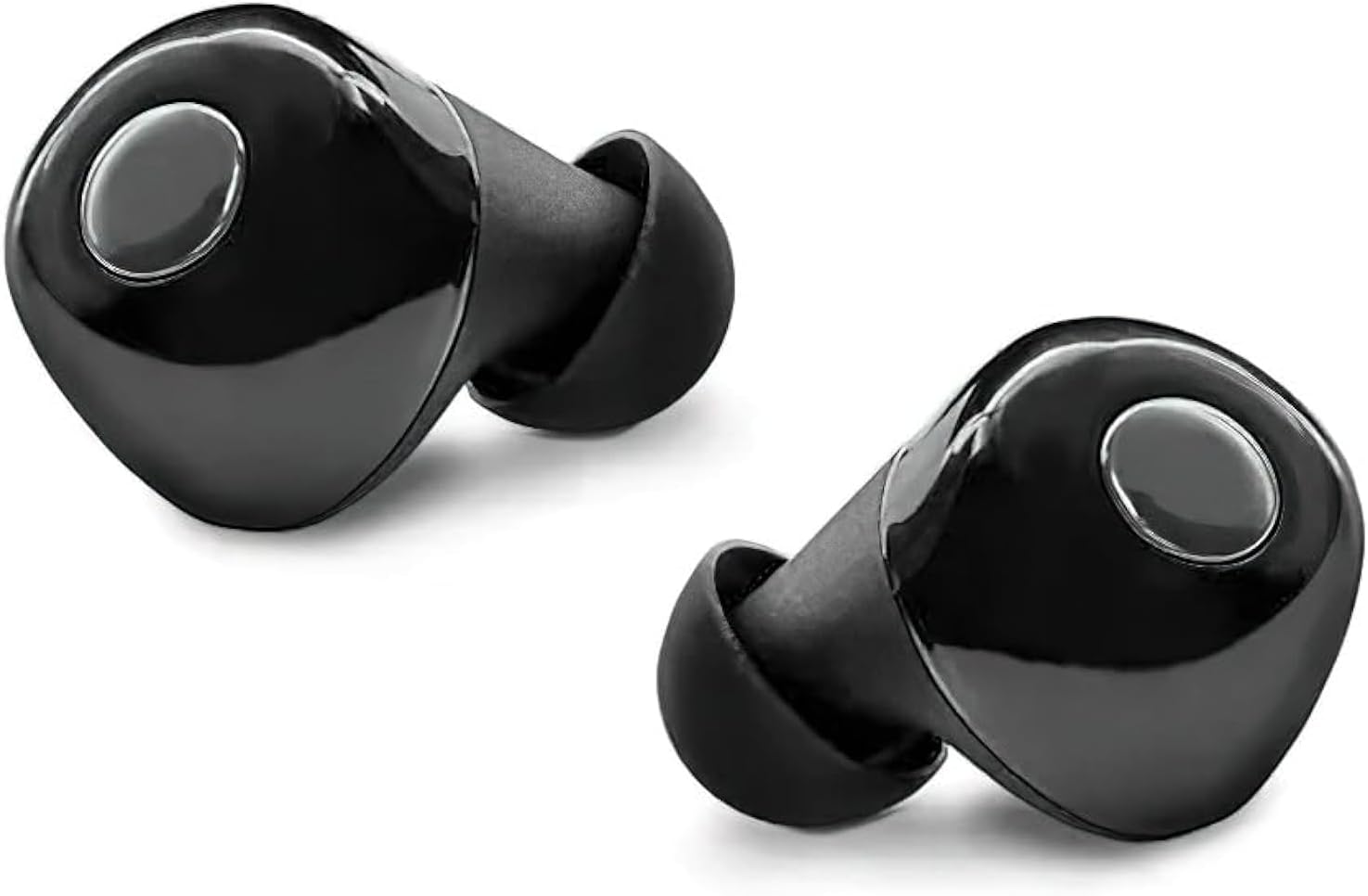 Two Sentry HPXBTA800 wireless earbuds, black, shown outside their charging case.
