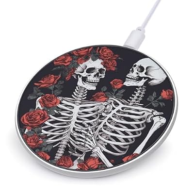 Rose and Skeleton Wireless Charger Magnetic Phone Induction Charger 10w Fast Wireless Charging Station Compatible with iPhone 17 16 15 14 13 12 Pro Max Samsung Galaxy S25 S24 S23