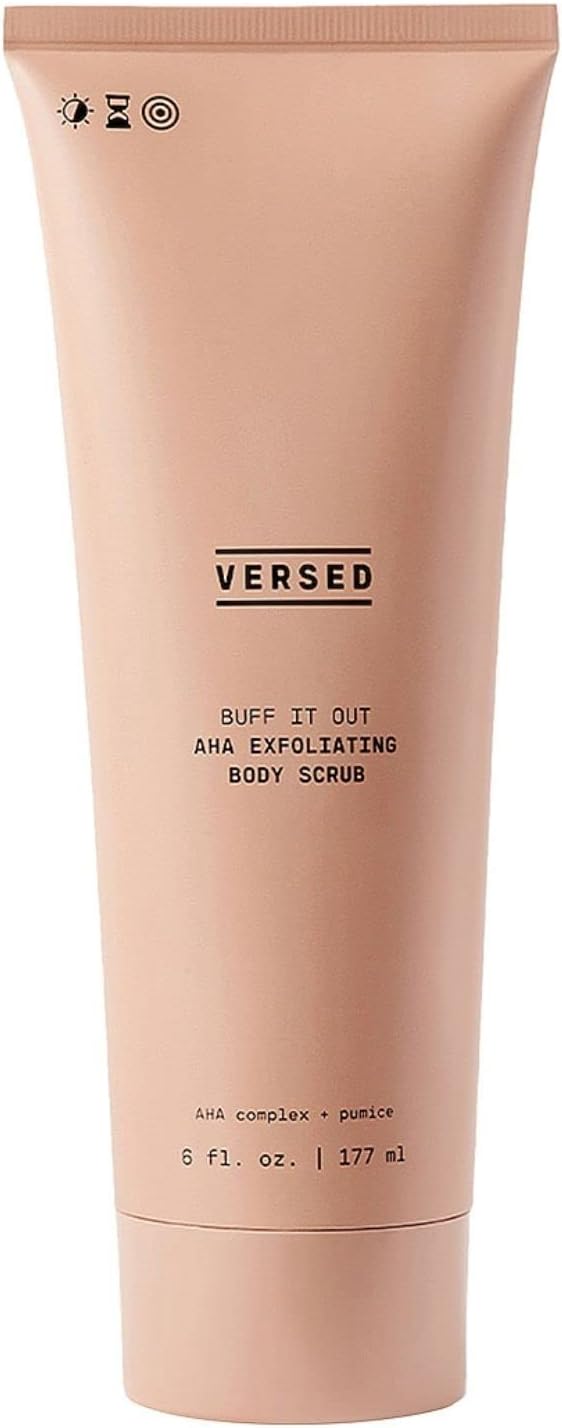 Buff It Out AHA Exfoliating Body Scrub - Lactic Acid + Glycolic Acid Exfoliate and Resurface Skin - Pumice Helps Polish Away Bumpy, Dry Skin (177ml)