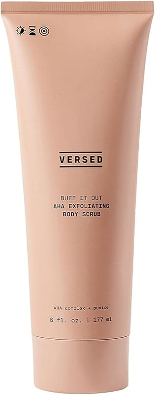 Versed Buff It Out AHA Exfoliating Body Scrub and Mask - Lactic Acid & Glycolic Acid Exfoliant - Microfine Pumice Body Exfoliator to Polish and Smooth Bumpy, Dry Skin - Vegan & Cruelty-Free (6 oz)