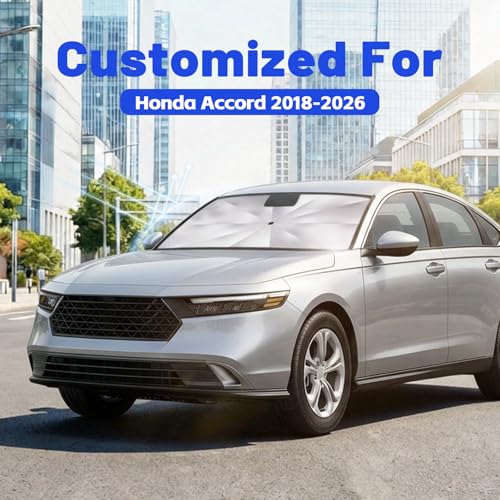 Image of Car Windshield Sun Shade for Honda Accord 2018-2026 -[Reflective Coated Fabric] Sunshade Umbrella for Front Window, Car Shades Sun Visor Keep Car Cool and Protects Interior, 1:1 Exact Fit