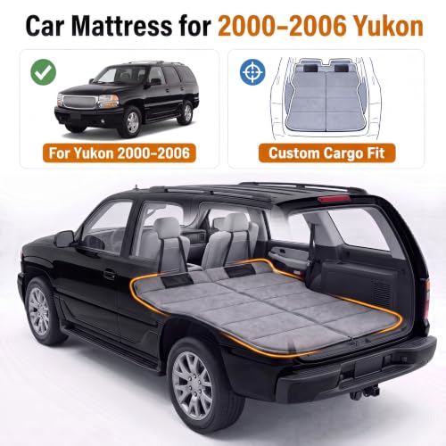 Image of Car Mattress for 2000-2006 GMC Yukon, Upgraded Non-Inflatable Thickened Foam SUV Car Camping Mattress, Foldable Trunk Sleeping Pad Car Bed Mattress for Road Trips Camping Travel