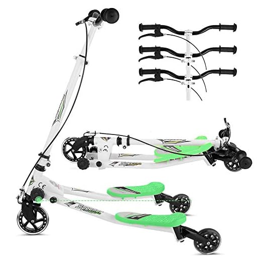 Y Fliker Scooter for Kids Ages 5-8, 3-Level Adjustable Height Swing Wiggle Scooter Foldable Kick Speeder Drifter for Boys and Girls (US Stock)