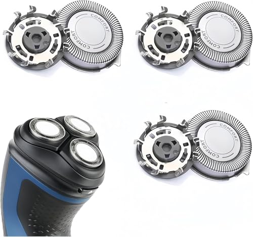 SH30/SH50 Cabezal de Afeitado compatible con Philips Series 5000 3000 2000 1000 S5000 XZ580 Afeitadora Eléctrica para Philips Sistema para Hombre Rotación de 360° Cuchilla Puntiaguda 3 unidades