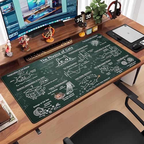 Image of The Physics of Cats Desk Mat Large Mouse Pad Gaming Mousepad XXL Desk Pad 31.5''X15.7'' Extended Big Keyboard Mouse Mat Science Teacher or Cat Lover Gift for Office Decor