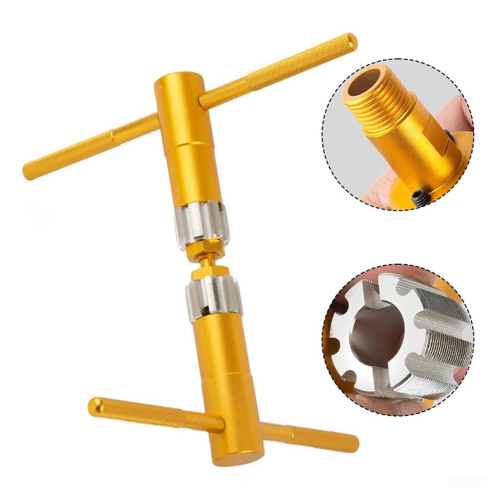 Fahrrad Tretlager Gewindeschneidwerkzeug BC1.37x24 Gewinde-Reparatur-Set für Stahlrahmen – 8 Rillen HSS Fahrrad Wartung Kit Gelb 800g