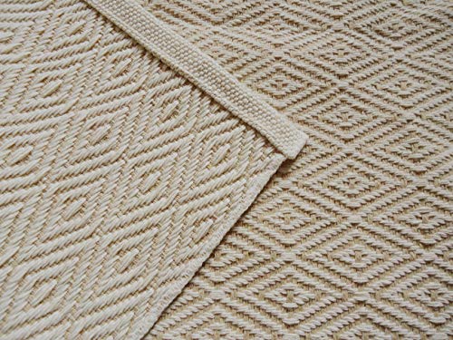 Ukeler Cotton Bathroom Rug 2'×3' Machine Washable Door Mat Super Soft Reversible Kitchen Rugs Hand-Woven Geometric Small Area Rugs, Beige #TOP6