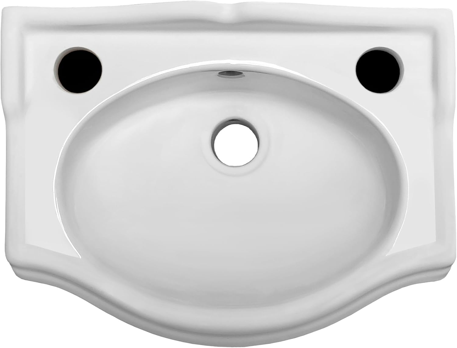 Whitehaus AR035T-C AR035T-Cchina Series Small Rectangular Wall Mount China Basin with Integrated Oval Bowl, Backsplash, Decorative Trim & Overflow, White